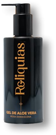 Reliquias Aloe Vera & Damascena-Rose Gel-Lotion, feuchtigkeitsspendend, beruhigend und regenerierend für empfindliche Haut, After Sun Natürlich, 200 ml