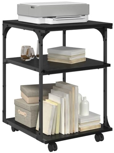 vidaXL Druckerständer Schwarz Eichen-Optik 43 x 48 x 64 cm