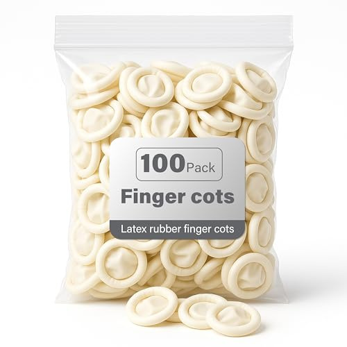 100pcs Latex Finger Cots – Smooth Natural Rubber, Soft & Flexible with Rolled Edge, Waterproof Finger Protection for Wound Care, Hygiene, Food Handling, Inspection & Home Use