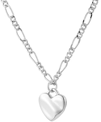 Brandlinger ® Halskette Damen Silber 925. Herz Anhänger unregelmäßig 9,6mm. Mit 18 Karat Gelb- oder Weißgold, Schmuck für Frauen und Mädchen. Kettenlänge verstellbar 40-45cm, Kettenbreite 2,3mm.