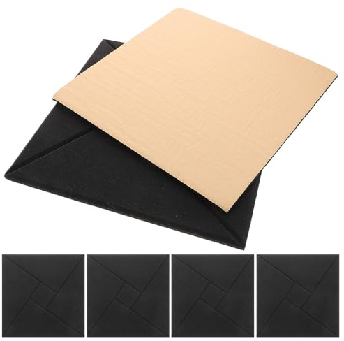RUNROTOO 6pcs Black Polyester Fiber Acoustic Panels with Self-adhesive Installation for Soundproofing and Noise Reduction in Music Rooms and Bedrooms