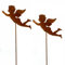 Engel, Blumenstecker 'schwebender Engel'; Metall, Rost; 60 cm; 2 Stück; Beetstecker, Adventsdeko, Weihnachtsdeko