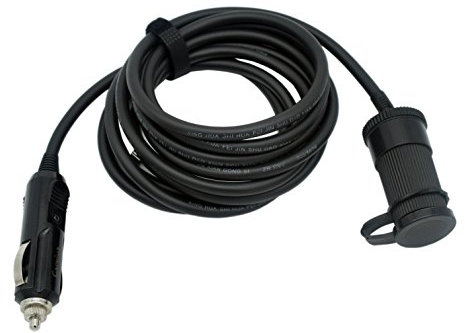 Carviya High Power 12V-24V Universal Car Cigarette Lighter Extension Socket Power Extension Cord (RVV 2 x 17AWG Pure Copper Wires) With 15A Fuse For GP,Air pump,etc.Car Equipment (3ft)