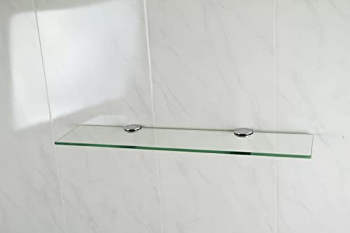 Étagère en verre trempé pour salle de bains/chambre/bureau avec finition chromée 500 x 100 mm et 6 mm d’épaisseur