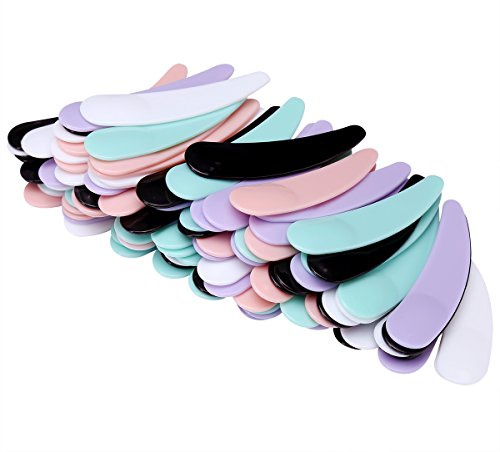 Disposable Mini Cosmetic Spatula Facial Cream Mask Spoon Small Makeup Scoop for Mixing and Sampling Pack of 100 (Multi-color)