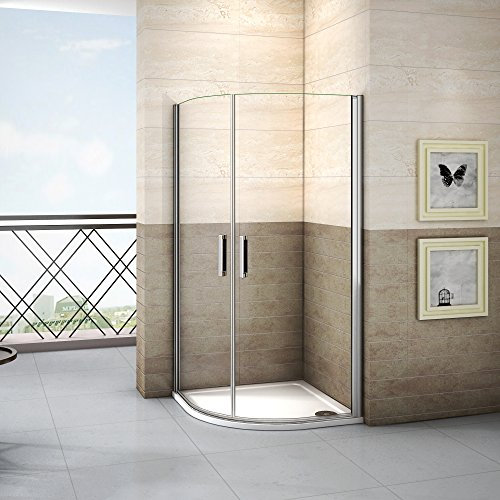 Cabine de douche 90x90x195cm 1/4 de rond en verre anticalcaire