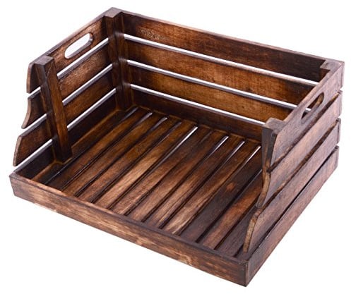 Divero Vintage Holzkiste - 49x35x25,5cm - Farbe: Braun Geflammt | Stapelbox im Obst- und Gemüsekisten-Look - reine Handarbeit