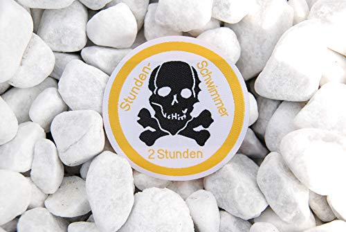 Erlebe Wasser Totenkopf 2h Schwimmabzeichen rund Stoffabzeichen Stundenschwimmer