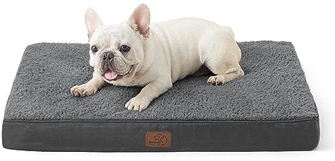 BEDSURE orthopädisches Hundebett kleine Hunde - 76x51x7.6cm Hundekissen flauschig Hundematte waschbar Hundematratze in dunkelgrau für kleine Hunde