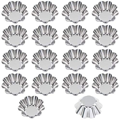 18 Stück Cupcake Kuchenform,Ei Torte Form Eier Kuchenform Wiederverwendbare,Edelstahl Eierkuchen Cupcake, Mini Blume geformte Backform für Pudding, Kuchen, Cookie, Muffin