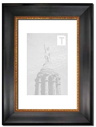 Barock-Bilderrahmen Ann-Katrin Schwarz 90 x 120 cm Kunststoffglas Antireflex 2mm Perlenleiste geschwungen breit