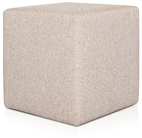 Deshome Pouf hocker Fußstütze 43x43x44 cm Wasserabweisender Stoff: Modernes Design Pouf für Sofa Wohnzimmer Schlafzimmer, Puff hocker, Pouffe Minerva Beige