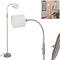 Stehleuchte Alsen, runde Bodenlampe aus Metall in Nickel-matt und weißem Stoffschirm, 1-flammige Standlampe, 1 x E14, Leuchtenkopf ist verstellbar, mit An-/Ausschalter am Gehäuse, ohne Leuchtmittel