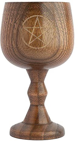 unknows Gobelet à vin en Bois Jujube Vintage Motif étoile à Cinq Branches Tasse à Boire Cadeau Unique Style Gothique médiéval gobelet Calice Facile à Tenir