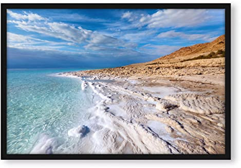 Pixxprint Das Tote Meer bei Tag, Poster im Bilderrahmen, Format: 80x60cm, Kunstdruck gerahmt