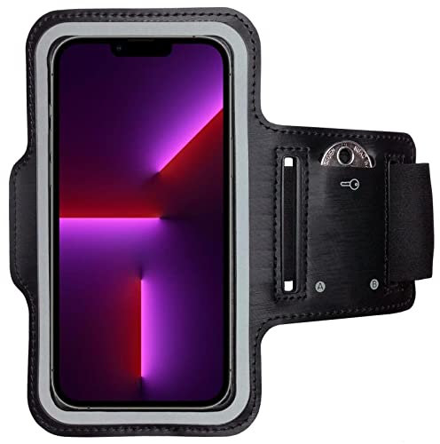 CoverKingz Sportarmband für iPhone 15 Plus/15 Pro Max/14 Plus/14 Pro Max/13 Pro Max - Armtasche mit Schlüsselfach Oberarm Halterung - Sport Laufarmband Handy Armband Schwarz