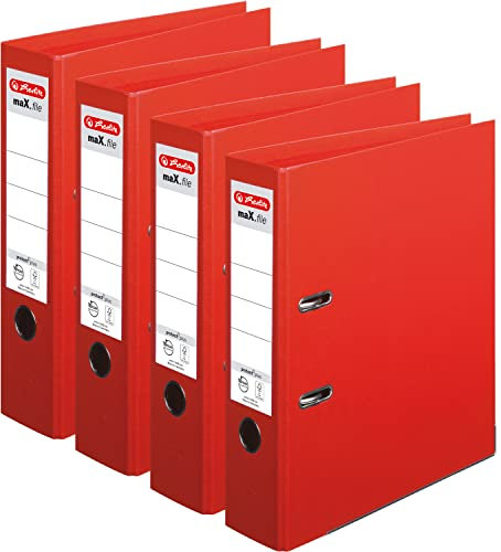 Herlitz Ordner maX.file protect+ A4, 8 cm (4er Pack | Rot)