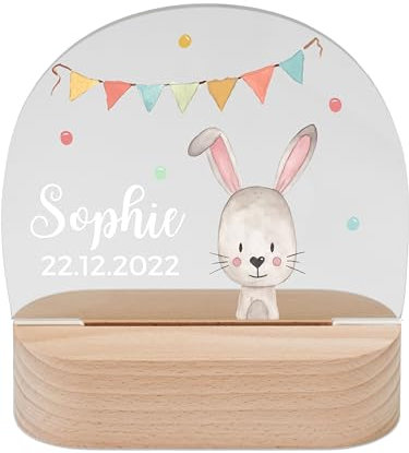 wunderwunsch - Personalisiertes Nachtlicht für Babys - Individuelle Nachttischlampe für Kinder - Personalisierte Geschenke Kinder - Babygeschenk - Geschenk zur Geburt