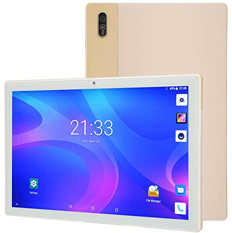 ASHATA Tableta P30 de 10 Pulgadas, Pantalla HD de 1920x1200, 8GB 256GB, 8MP 13MP, 8 Core 2.0Ghz, Tableta de Llamada Android 11 4G para Niños, Ver Películas de TV, Juegos, 8800mAh, Dorado