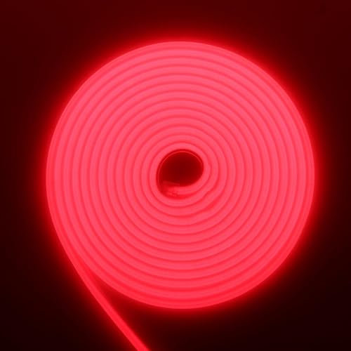 RGB Neon Ruban LED, 220V 288 LEDs/M, Etanche ip65 COB Flexible Étanche Découpable Silicone Bandeau Lumineuse Led pour Intérieur/Extérieur DIY Décoration,rouge,1M