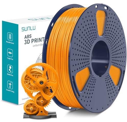 SUNLU ABS Filament 1.75 mm, Hoch Temperaturbeständiges 3D Drucker Filament, Hohe Festigkeit und Schlagfest, Langlebig 3D Druckfilament Für die Meisten FDM 3D Drucker, 1 kg Spule, Orange