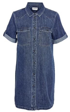 Noisy may Nmnew Signe S/S Denim Dress Wg002mb Noos Vestido Blusa, Azul Medio (Mezclilla Azul Medio), XL para Mujer
