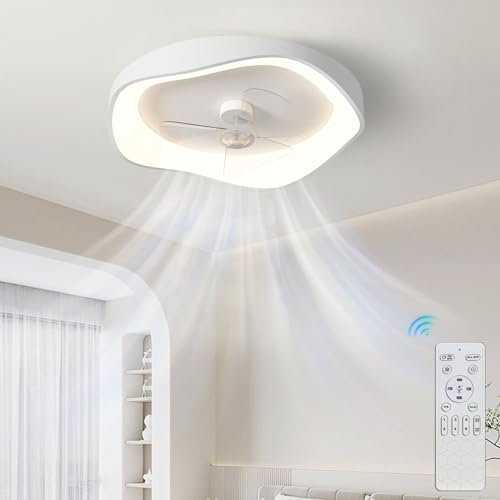 TINS Ventilatore da Soffitto con Luce Moderno Lndoor LED Dimmable Ventilatori da Soffitto con APP e Telecomando Smart 3 Light Color Change e 6 Velocità Della Ventola per Soggiorno cameretta Cucina