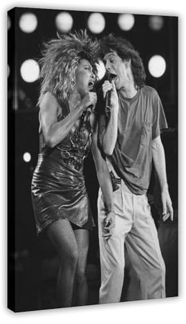 NWGACS Leinwand-Poster, Motiv: Mick Jagger und Tina Turner, Schlafzimmerdekoration, Sportlandschaft, Büro, Raumdekoration, Geschenk, Rahmen-Stil, 40 x 60 cm