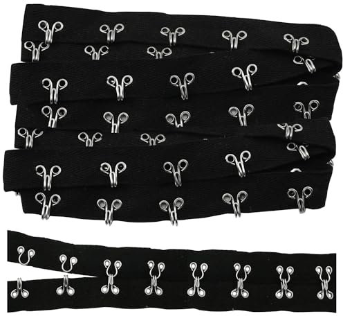 XGNG 1 Roll Black Spacing Cotton Tape Ribbon 3 Yards Pair Hook and Eye Trim for Bra Dresses Bridal Costumes Sewing Quilting Corset