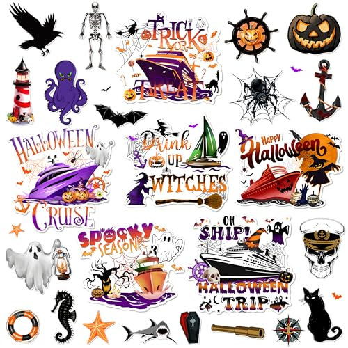 Halloween Cruise Door Magnet Decoration 25Pcs, Happy Halloween Cruise Ship Door Decoration Magnetic Refrigerator Car Stickers, Funny Door Magnet Cruise Ship Essentials for Cabin Carnival Party Decor