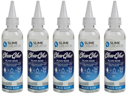 Slime Creator - Plain Base Glue - Clear Glue, 180ml Bottle, Safe & Tested, Versatile for DIY Slime Making (Pack of 5)