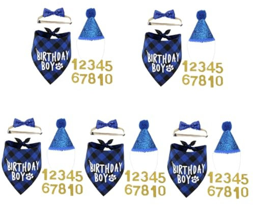 BESPORTBLE 5juegos De Accesorios De Fiesta De Cumpleaños para Sombrero Bufanda y Pajarita para Pequeñas Decoración para Celebraciones De Cumpleaños De Perritos