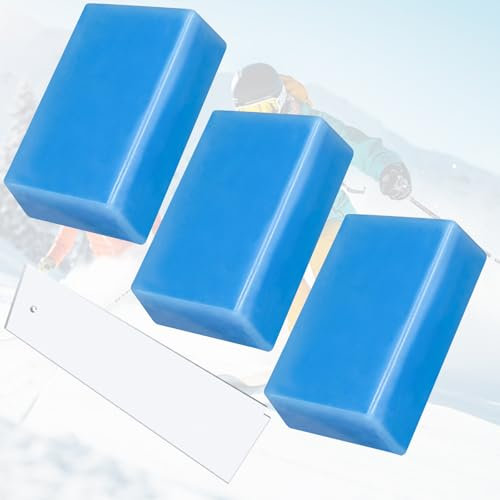 letesult Juego de 4 ceras universales para snowboard y esquí, incluye 3 ceras de carreras de esquí y snowboard de 360 g con 1 raspador de cera de esquí para esquí y snowboard, accesorios de protección