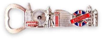 London Souvenirs Metal Fridge Magnets - British Union Jack England Magnet - London Bottle Opener Magnet (1, Silver Long Bottle Opener)