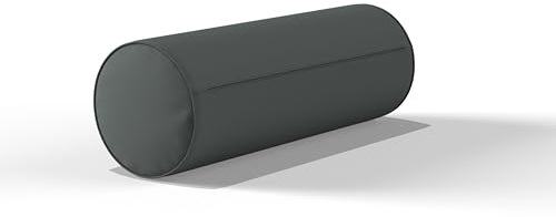 CHILIMILII Round Bolster Pillow with Removable Cover -Cervical Roll Bolster Pillow for Massage & Yoga-Hollowfibre Bolster Pillow for Stress Relief (Grey, Small 15x45cm)