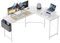 CubiCubi L Shaped Gaming Desk 150x120x75cm, Corner Desk with Monitor Stand and Side Storage Bag, Computer Desk for Home and Office, White