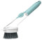 Soap dispensing dish washing brush, kitchen scrubbing brush with handle for pot, pans and sink cleaning (Blue)