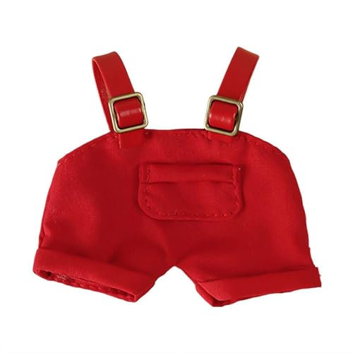 Kleidung für Labubu (NO Doll) - Overalls Kostüm für Labubu, Kawaii Outfits für 17 cm große Puppen, niedlicher Overall, sportlicher Stil (Rot)