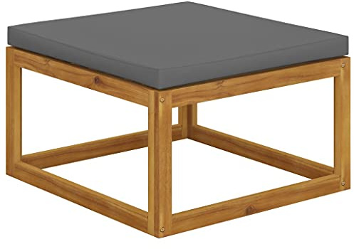 HaoChrymec Fußhocker aus Massivholz Akazie mit Dunkelgrauem Polster, Hocker Outdoor, Kleiner Hocker für Garten, Camping Hockers, Fußhocker Outdoor, 68 x 68 x 29 cm