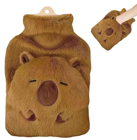 ZenithAura Soft-Covered Hot Water Bottle, Sweet Water Pig, Sweet Plush Warm Bottles for Animals, Large 1 Liter, Cozy Plush Hot Water Bottle for Animals, Kids' Cozy Brown