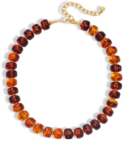 LILIE&WHITE Halskette Damen Bunt Harz Perlenkette - Große Walzenförmige Perlen Kurz Choker Statement Kette, Bunter Modeschmuck für Sommer Strand & Alltag, Verstellbar