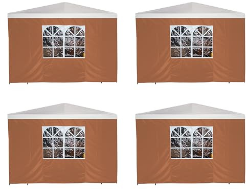 DEGAMO Seitenteil für Pavillon 3x3 Meter mit Fenster, Terracotta, 4 STÜCK