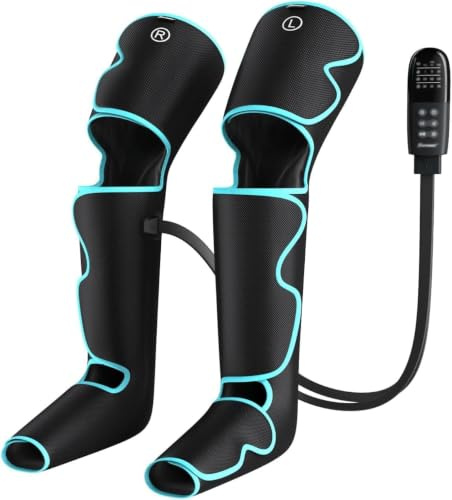 Leg Massager with Air Compression & Heating for Circulation, Pain Relief | Full Leg Massage for Foot Calf Thigh, 4 Modes 3 Intensities 3 Heat Levels, Compression Boots for Swollen Legs, Edema, RLS