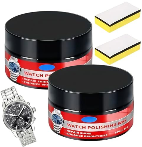 SHFEX 2pcs Watch Polishing Kit,Watch Glass Scratch Remover,Polishing and Cleaning Paste with Sponge,Watch Cleaning Polishing Kit,Does Not Require Professional Skills,Making More Convenient to Use