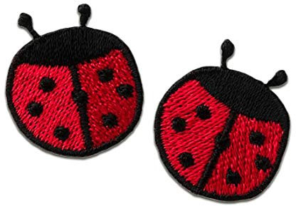 Catch the Patch Marienkäfer Tier Paar - (Größe: Ø 2 cm) – Aufbügler & Applikationen in verschiedenen Größen – Ideal für Kleidung, Schulranzen, Jeans & Rucksäcke