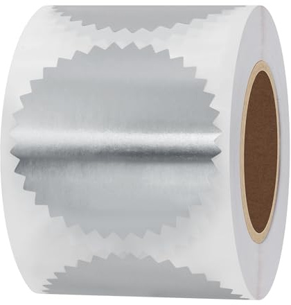 Hylabelest 2 Inch Bright Silver Certificate Wafer Seals Labels Awards Legal Embossing Stickers (Bright Silver)