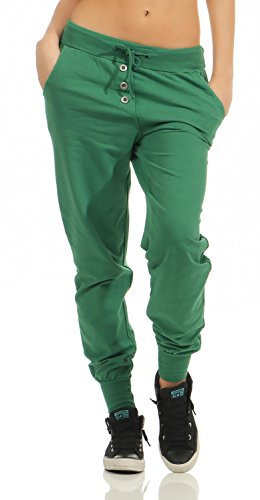 DANAEST Damen Freizeithose Sporthose Sweat Pants lang (623), Grösse:L / 40, Farbe:Grün