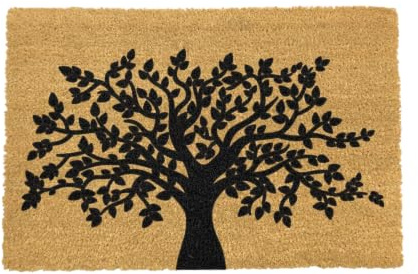 Artsy Mats - Tree of Life Grey Doormat - Features Tufted Coconut Fibre - Non-Slip Rubber Backed Doormats - Heavy Duty, Decorative OutDoormats, (60x40cm)