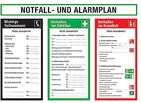 Max Systems Aushang am Arbeitsplatz - Notfall- und Alarmplan - Kunststoff - 30 x 42 cm