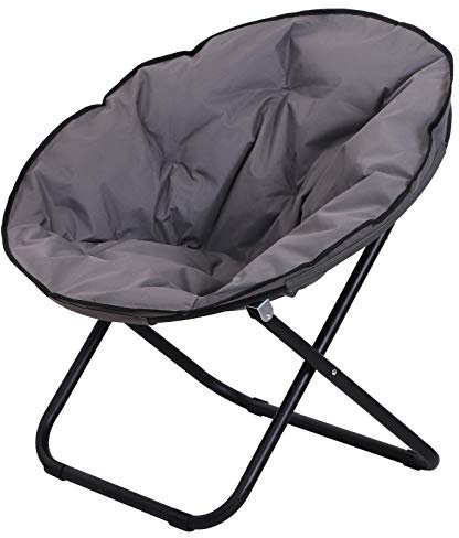 Outsunny Campingstuhl Faltbar Campingsessel mit Lehne, Klappstuhl bis 120kg, gepolstert Moonchair Extra Breit, Faltsessel Outdoor Stuhl für Garten, Balkon, Camping, Grau
